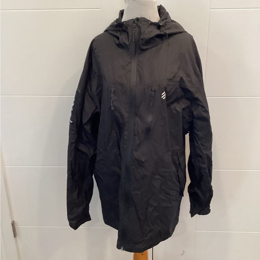 Black Hooded Windbreaker Jacket raincoat